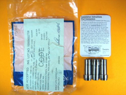 Swagelok -  SS-811-PC -  SS Port Connector, 1/2&#034; (Lot of 3)
