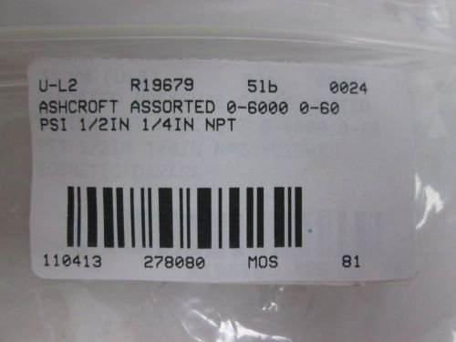 Lot 2 ashcroft assorted 0-6000 0-60 psi 1/2in 1/4in npt gauge d278080 for sale