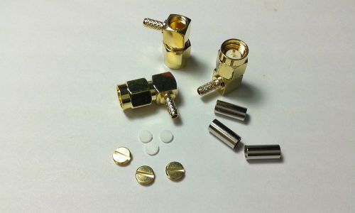 100pcs brass RF-SMA male plug right angle crimp RG174 RG316 LMR100 RF adapter