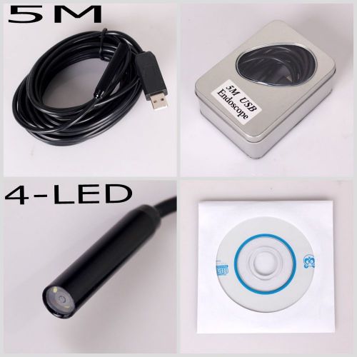 5m Mini Waterproof USB Endoscope Borescope Inspection Camera with 4-LED lights