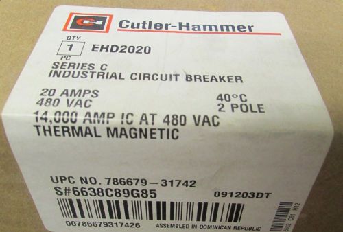 CUTLER HAMMER EHD Industrial Circuit Breaker 2 Pole 20 Amp EHD2020