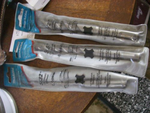 3 makita sds carbide tipped rotary masonry hammer drill bit 1/2 &#034; 3/8&#034; 5/32&#034; new for sale