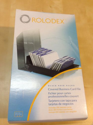 NEW - Rolodex 67208 Business Card File with A-Z Index Tabs &amp; 200 Cards, Bk/Smoke