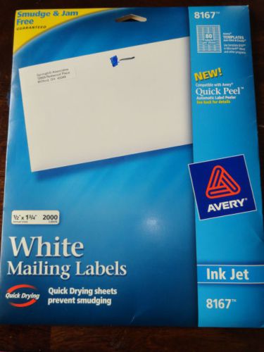 AVERY 8167 WHITE MAILING LABELS 2000CT. 1/2&#034;x1-3/4&#034; &#034;FREE SHIP&#034;