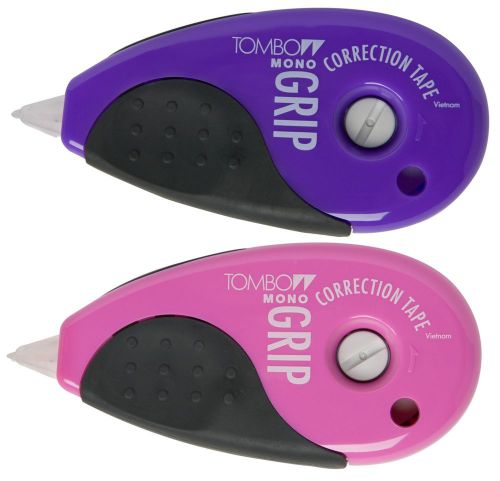 Tombow mono pink &amp; purple grip correction tape top dispenser (2 pack) for sale