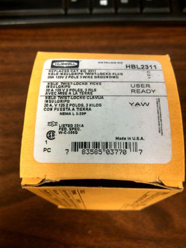 Hubbell HBL2311 TWIST-LOCK PLUG 20A 125V NOS