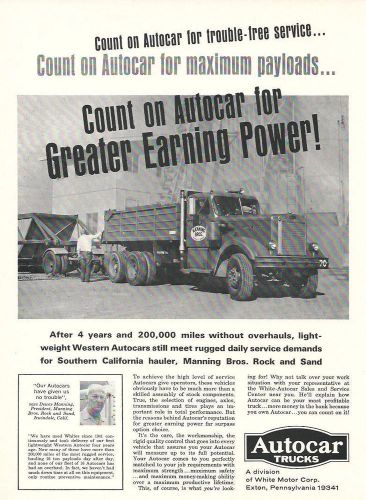 1966 AUTOCAR Western model ad, Manning Bros. Rock and Sand, Irwindale, CA