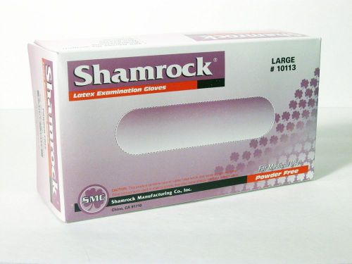 Shamrock Latex Exam Gloves Large Powder-free 10113 Box of 100