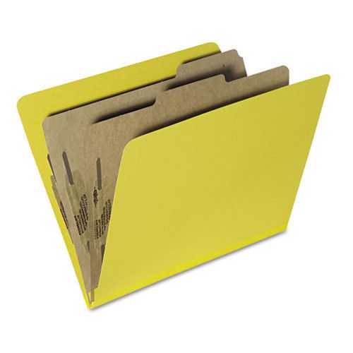 New SKILCRAFT  Yellow Classification File Folders 6 Pt 2 Divider Letter 10 Pk