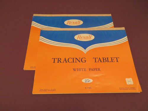Lot of 2 Vintage Rexall Tracing Paper Tablets - 31 Total Pages - 12 x 9 Inches