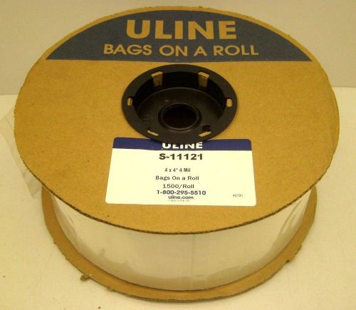 ULINE S-11121 4&#034; X 4&#034; POLYBAG 4 MIL 1500 BAGS ON A ROLL AUTOBAG PLASTIC NEW USA