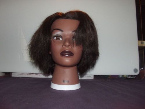 Female Mannequin Head Darked Skinned  Short Black Hair