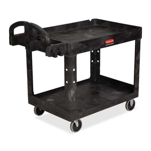 Rubbermaid heavy-duty two-tiered utility cart, black - rcp452088bk for sale
