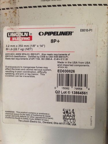 Lincoln Pipeliner E8010-P1 8P+ 1/8&#034;x14&#034; welding rods 50 LB