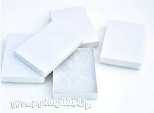 50 Pack  -5.5” x 3.5” x 1”  WHITE Swirl  Cotton Filled Jewelry Gift Boxes