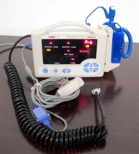 Casmed 740 Patient Monitor 3NL w/ spO2 NiBP Cable and Temperature Probe WARRANTY