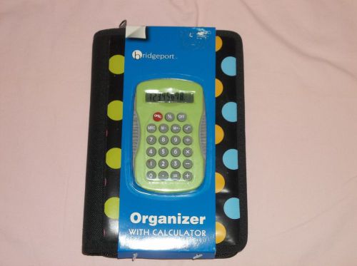 New, Never Used, Bridgeport Organizer and Calculator--black w/polka dots
