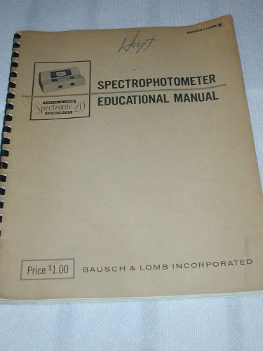 Bausch and Lomb Spectrophotometer Spectronic 20 Educational Manual