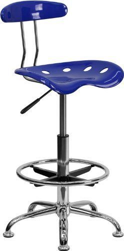 Barstools Drafting Stool Office Home Kitchen Bar Seat Chome Blue