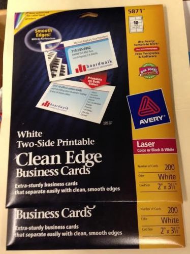 2 Packs Avery Two-Side Printable Clean Edge Business Cards 2&#034;x3 1/2&#034; White 200ct