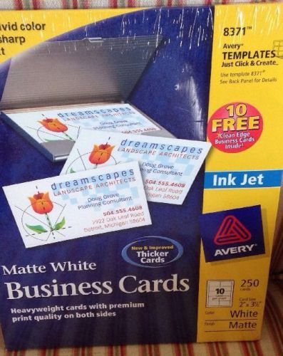 Avery Business Cards Inkjet 250 Matte White 8371 + 10 free clean edge cards NEW