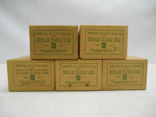 5 Boxes 5000 NOS Neva-Clog Staples No. B-1/2 for Stapling Plier DT-30 Heavy Duty