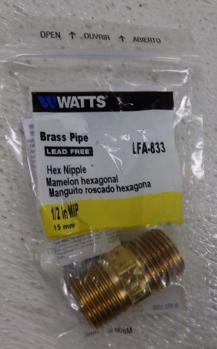Lot of 50 watts brass pipe hex nipple 1/2in. lfa-833 for sale