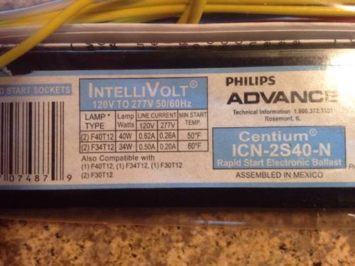 PHILIPS ADVANCE MODEL ICN2S40N ELECTRONIC BALLAST T12 LAMPS 120/277V - LOT OF 8-
							
							show original title