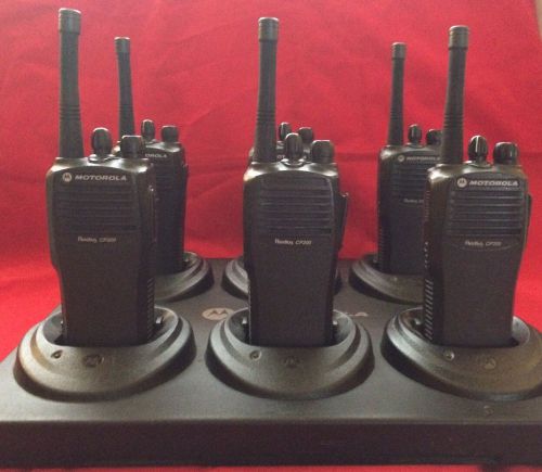 6 motorola cp200 cp 200 vhf radios talkie 4 ch with gang charger  nice for sale