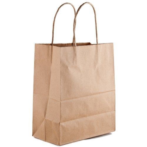 Duro 84597 Kraft Paper Tempo Plain Shopping Bag, 4-1/2&#034; Length x 8&#034; Width x