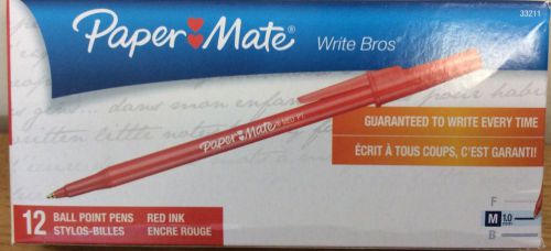 Papermate Red ink, Med Ball Point Pens , 1 Dozen, - PAP 33211 (New)