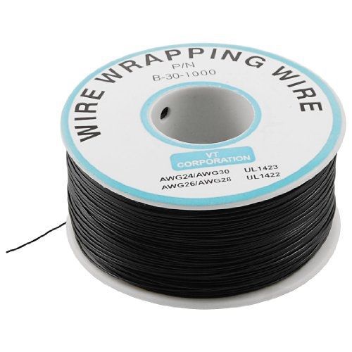 Amico P/N B-30-1000 30AWG Tin Plated Copper Wire Wrepping Cable Reel Black 305M