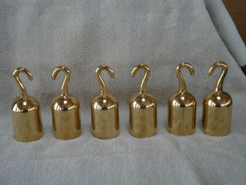 LOT OF 6 SOLID BRASS STANCHION ROPE ENDS/HOOKS