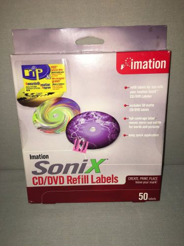 50 Pack Of Matte White Imation SoniX CD/DVD Labels For Inkjet &amp; Laser Printers