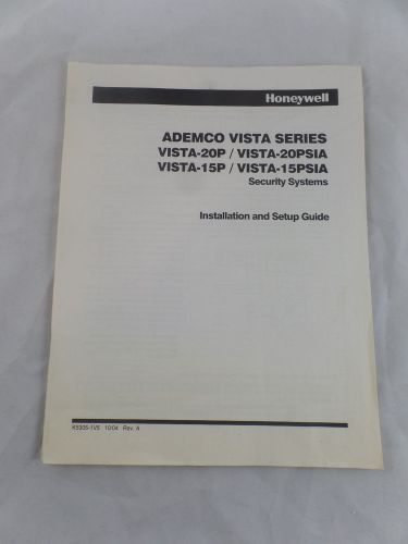 Honeywell Ademco Vista-20P,15P Installation and Setup Guide Rev. A