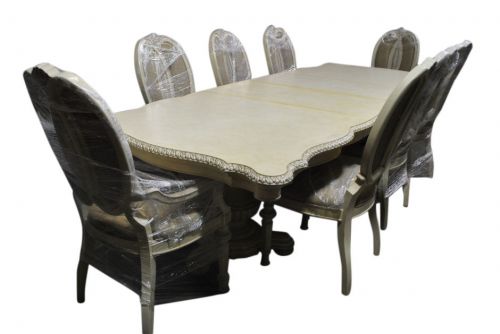 New Schnadig Cream White Conference Table, 8 Chairs, Victoria  Retail  $5500