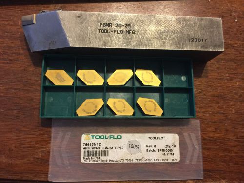 Tool Flo FGNR 20-2A Tool Holder w/ Box of 7 Tool Flo APIP203-3 GP6D T5 Inserts