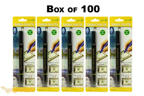 Box of 100 counterfeit money detector pen marker fake dollar bill currency black for sale