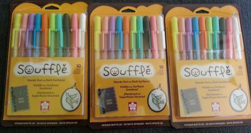 Sakura 58350 Souffle 3-D Opaque Ink Pens Set of 10 Pack Collection. Lot of 3