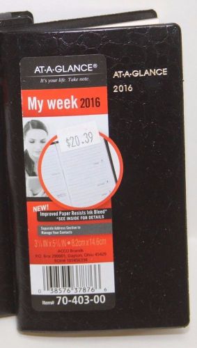 At A Glance 70-403-00 My Week Pocket Planner 2016  3 1/4&#034; x 5 3/4&#034; Black