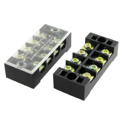 5 pcs dual row 4 position covered screw terminal strip 600v 25a for sale