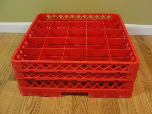 Traex Rack Master TR-6 Red Square 25 Compartment Glass Rack w/ 2 Extenders