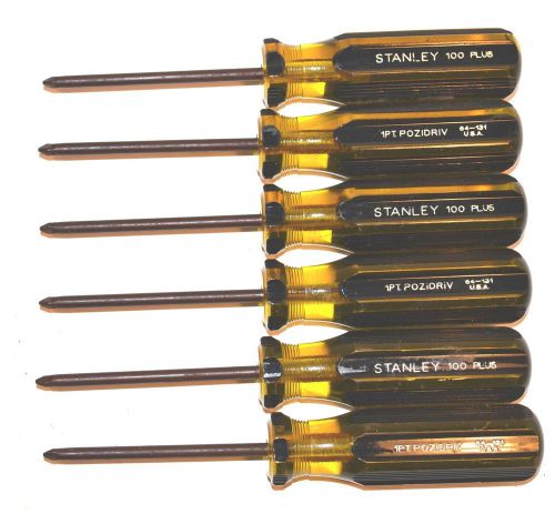 6 nos stanley usa 100 plus 1pt x 3&#034; blade pozidriv screwdriver #64-131 phillips for sale