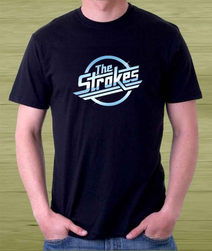 New The Strokes Blue Rock Punk Indie NYC Logo Men&#039;s Black T Shirt Size S to 3XL