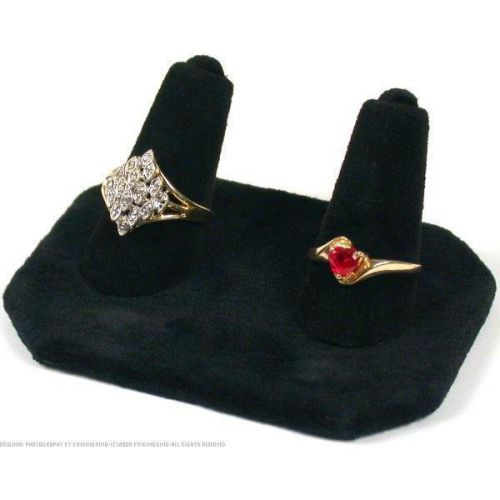 Double ring finger display black velvet jewelry case for sale