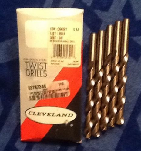 Cleveland twist drill pack of 5: 3/8 cobalt hs co sp pt drill bit new in package for sale