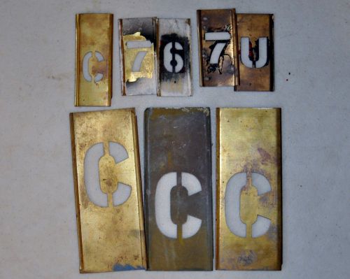 Lot of 8 Vintage Stencils 3 - 5&#034; (2&#034; letters) 5 - 3&#034; (1&#034; letters) Brass