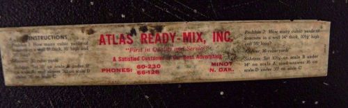 Rare Vintage Advertising Concrete Calculator from Atlas Ready-Mix Inc Minot, ND
