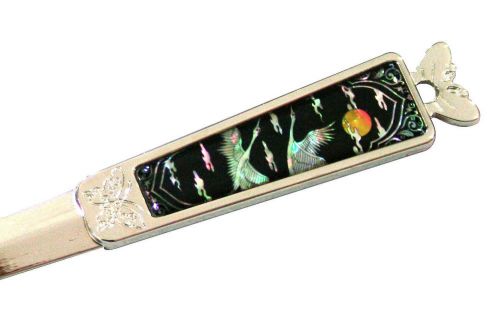 mother of pearl lacre steel envelope knife sword letter opener flower design #39