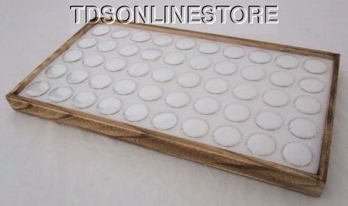 Rustic oak color wood tray with 50 gem jars and foam insert white for sale